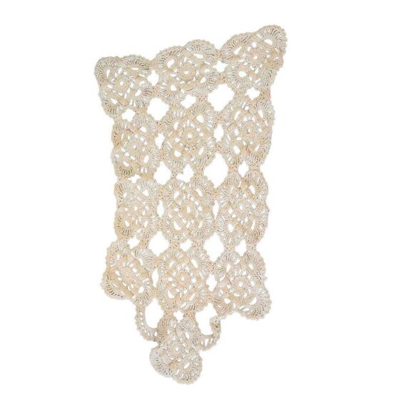 Crochet, Vintage Tan Cotton 7.5" x 13", possibly tatting - Picture 1 of 7